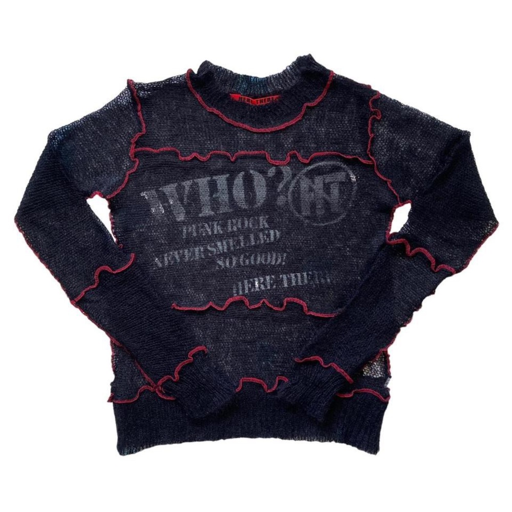 Vintage 00s Harajuku Loose Knit Punk Sweater 🖤